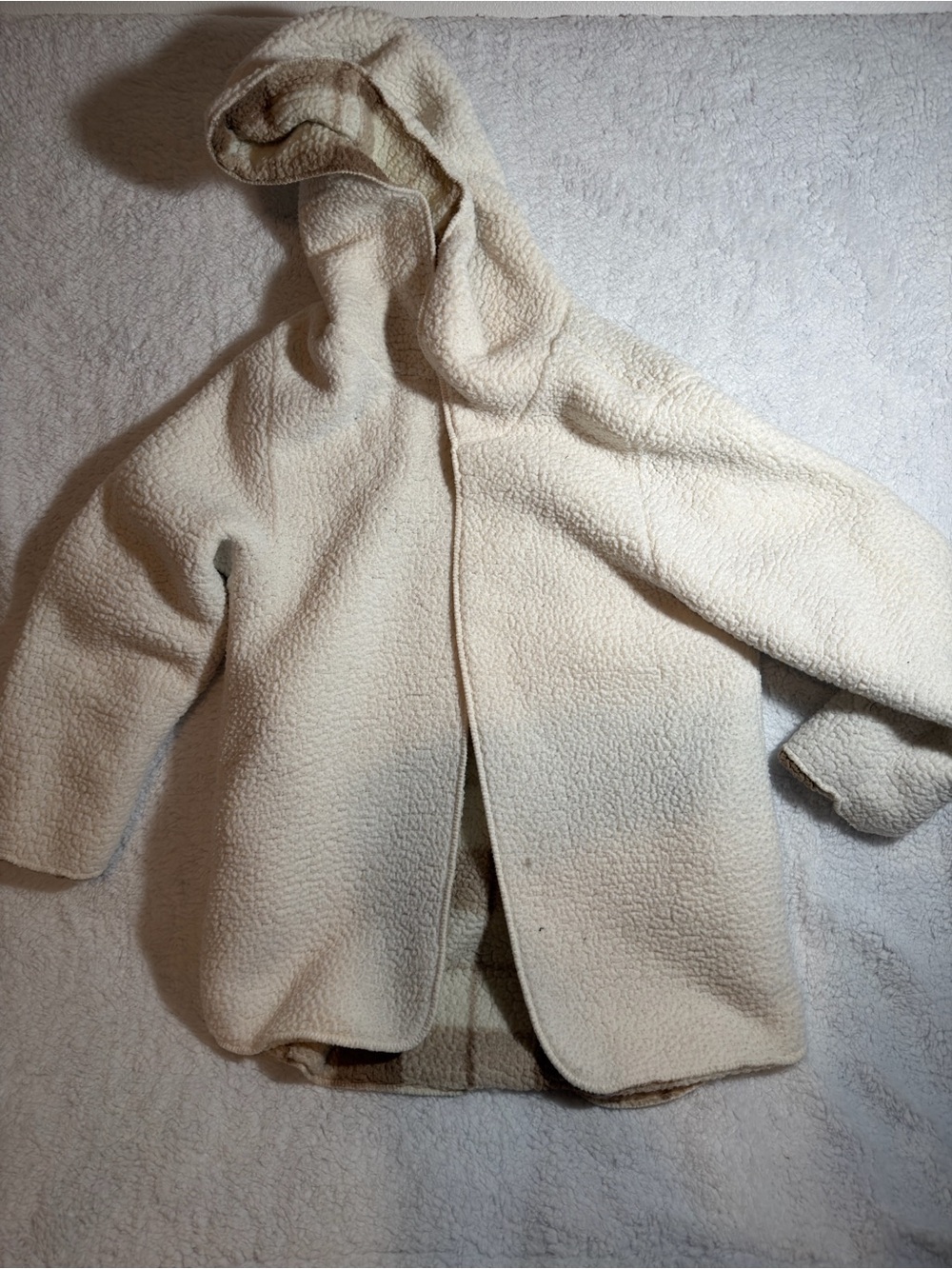 Source Unknown Cream and Brown Plaid Sherpa Jacket - Picture 6 of 6